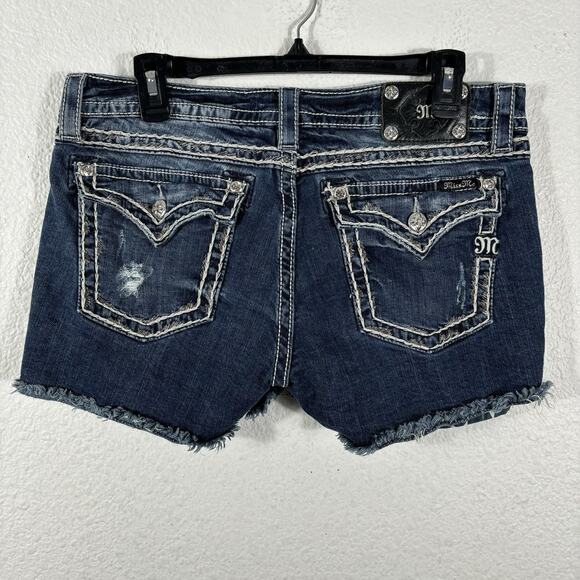 Miss Me Shorts Size 32 Signature Denim Flag Distressed Cotton Blend JE7010H3 - Picture 7 of 11